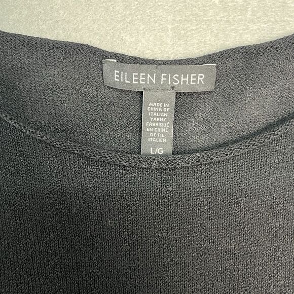 Eileen Fisher Minimalist Black Italian Wool Sleeveless Crew Neck Shift Dress L - Picture 3 of 8